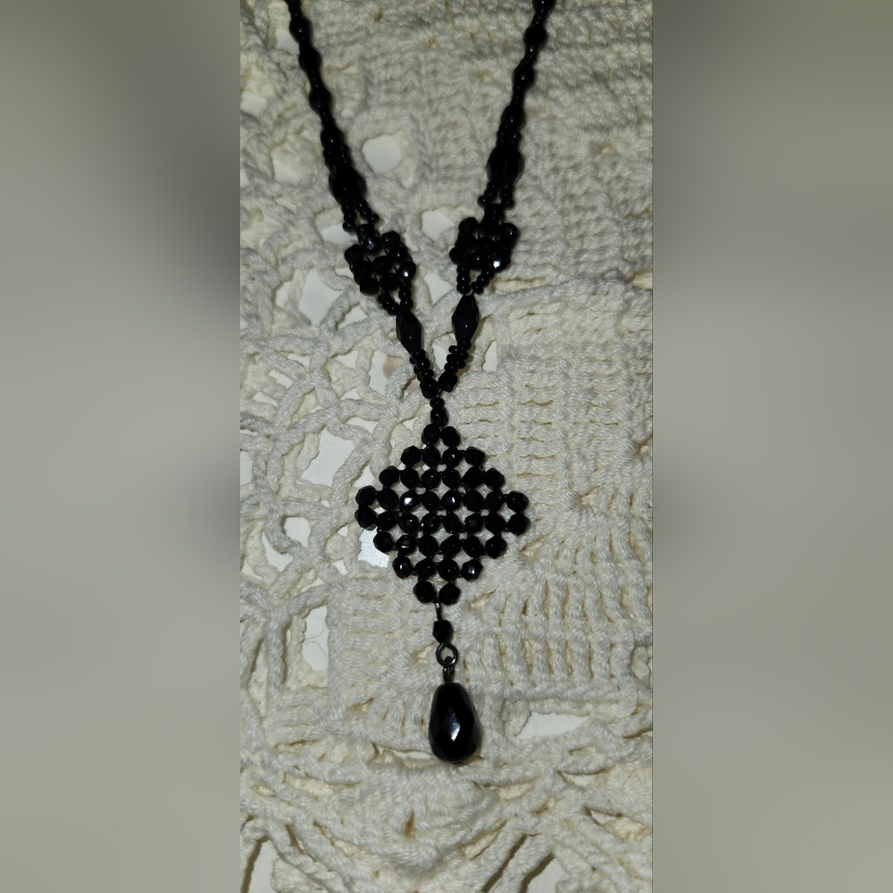 Elegant Black Beaded Necklace